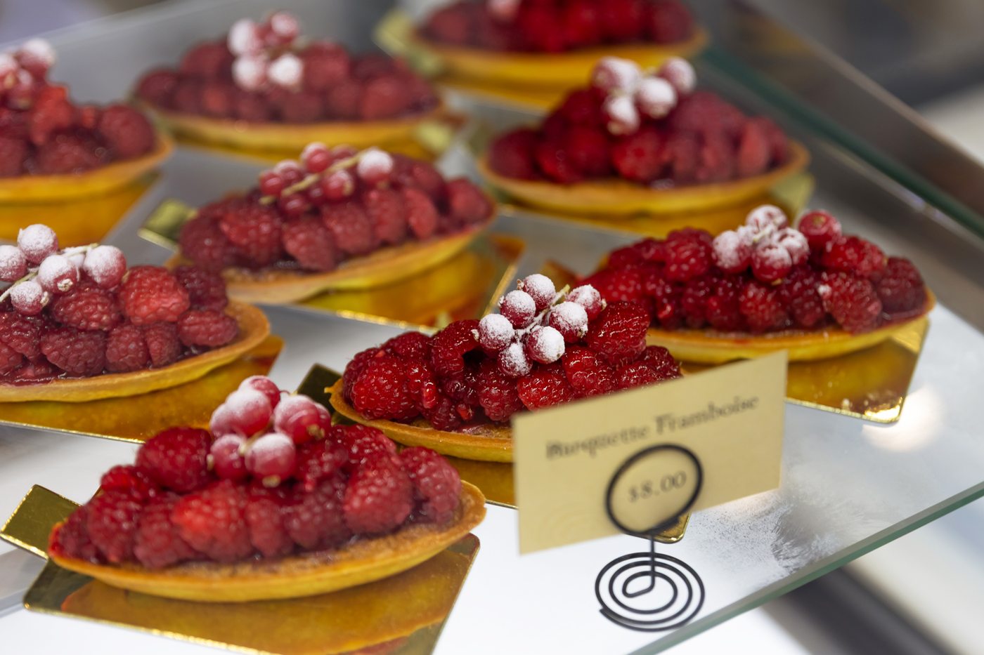 Berry tarts in the display case